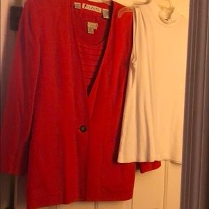 Jacket sleeveless top and additional knit top